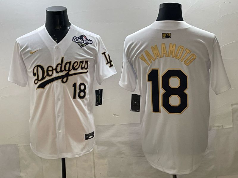 Men 2026 Nike Los Angeles Dodgers #18 Yamamoto White Game MLB Jersey 06